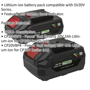 Power Tool Battery Pack - 2 Lithium-ion Batteries for SV20V Series 20V 2Ah & 4Ah