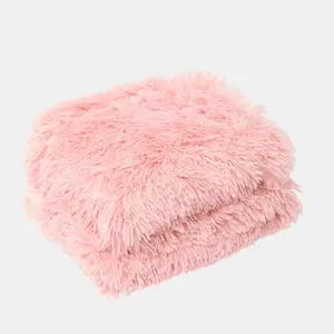 Pet Fleece Throw Fluffy Calming Chair Bed Foldable Travel, Blush - 105 x 90cm