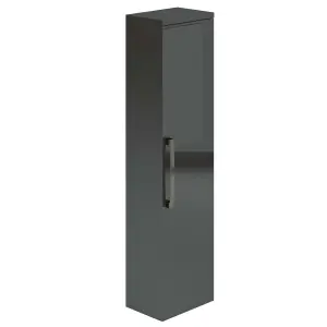 Novela Wall Mounted Bathroom Tall Storage Unit in Anthracite Grey