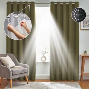 furn. Eyelet Blackout Curtain liner, (L)2160mm (W)1630mm (T)10mm