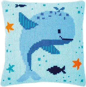 CUSHION WHALES FUN - Cross Stitch Kit: Cushion: Whales Fun - Vervaco