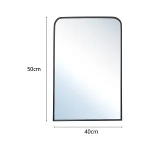 Black Arch Wall Mounted Framed Bathroom Mirror Vanity Mirror Makeup Mirror for Dressing Table 400 x 500 mm