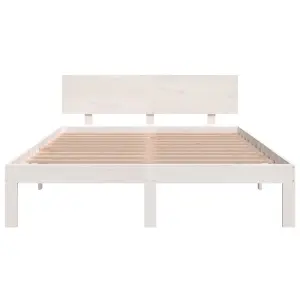 Berkfield Bed Frame White Solid Wood 150x200 cm King Size