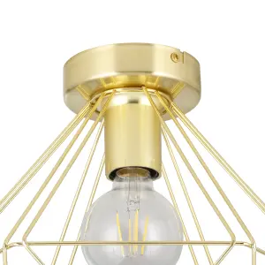 GoodHome Hexagon Gloss Metal Brass effect Ceiling light