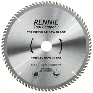 255mm x 80T TCT Circular Wood Saw Blade. Fits Bosch Makita Dewalt Circular Saws Etc