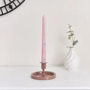 Melody Maison Terracotta Pink Round Candlestick Holder - 7cm