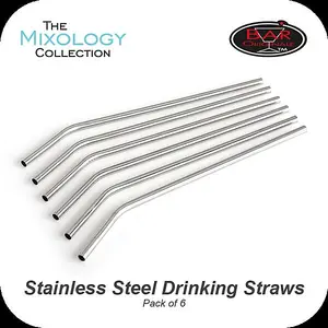 Stainless Steel Drinking Straws Re-usable 6 Pack