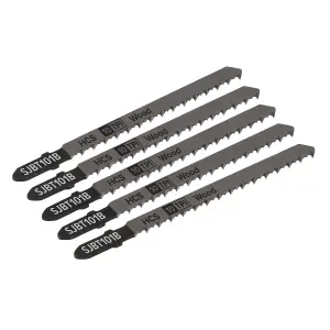 Sealey 100mm 10TPI Hard Wood Jigsaw Blade For Power Tools - Pack of 5 SJBT101B