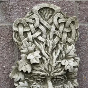 Celtic Greenman Stone Plaque Garden Outdoor Home Statue Decoration Ornament