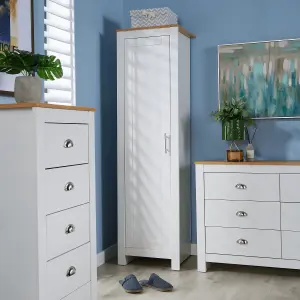 Home Source Camden 1 Door Bedroom Slim Wardrobe Storage Unit White