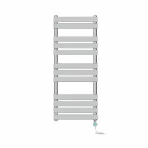 Rinse Bathrooms 1200x500mm Chrome Flat Panel Electric Heated Towel Rail Thermostatic Timer Bathroom Towel Radiator 600W