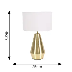 ValueLights Jax Gold Metal Touch Dimmer Table Lamp with White Drum Shade