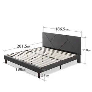 Colton Bluff Upholstered Bed Frame with Headboard Grey / Super King (6')