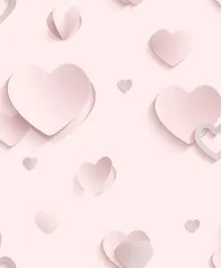 Muriva 3D Glitter Hearts Pink Wallpaper J92603