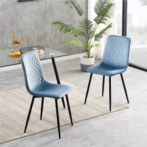 Dining Chairs Velvet Fabric Lexi Set of 2 Light Blue by MCC