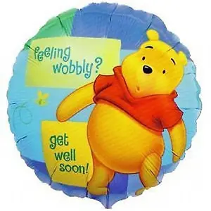 Winnie the Pooh Get Well Soon Birthday Foil Balloon Yellow/Blue/Green (One Size)