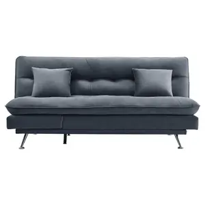 Grey 3 Seater Sofa Bed Fabric Tufted Couch Sofabed with 2 Pillow