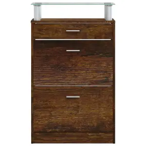 Berkfield Shoe Cabinet Smoked Oak 63x24x104 cm Engineered Wood