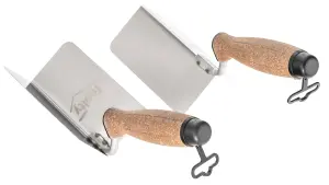 Toolty Corner Lining Internal and External Angled Trowel with Cork Handle Set 2PCS 120x75mm Stainless Steel for Plastering DIY