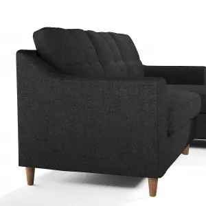 Baxter Fabric L Shaped 3 Seater Corner Sofa With Chaise Charcoal Right Hand Facing