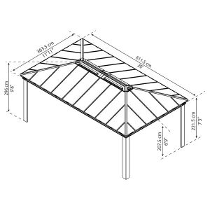 Palram - Canopia Dallas Grey Rectangular Gazebo, (W)6.12m (D)3.64m - Assembly required