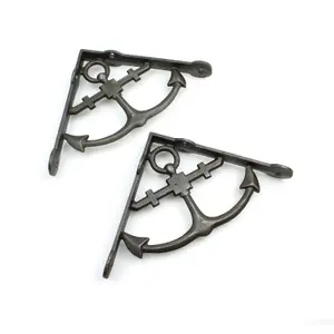 Oakcrafts - Pair of Antique Cast Iron Anchor Shelf Brackets - 150mm x 150mm