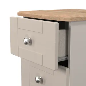 Sussex Ready assembled Beige & oak 3 Drawer Bedside chest (H)692mm (W)395mm (D)411mm