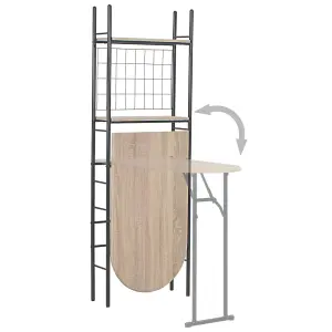 Berkfield 3 Piece Folding Dining Set with Storage Rack MDF and Steel