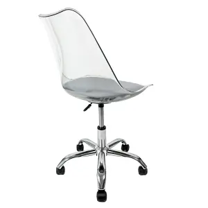 Soho Clear Plastic Dining Chair with Swivel Base Light Grey