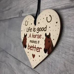 Red Ocean Funny Horse Gifts For Women Wood Heart Sign Horse Gifts For Girls Horse Accessories