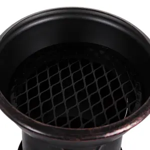 Fire Vida Black and Gold Steel Chimnea Large Outdoor Firepit