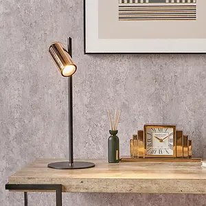 Black and Rose Gold Metal LED Table Lamp