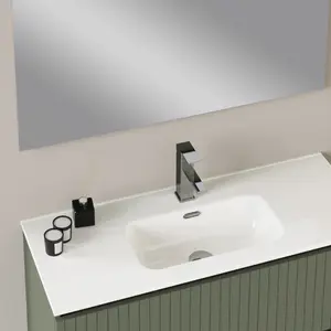 Banyetti Linea Muscat Sage Ribbed Wall Hung Vanity Unit 1000mm x 390mm