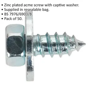 100 Pack of M12 x 1/2 Inch Zinc Plated Acme Screws with Captive Washers