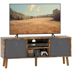 HOMCOM Modern TV Cabinet Stand w/ Shelves & Drawers, Bedroom Rustic Brown