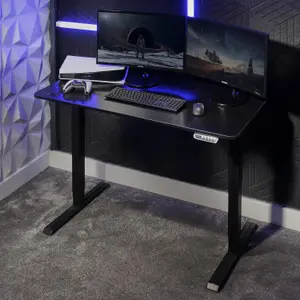 X-Rocker Ascend Height Adjustable Gaming Desk, 120cm Wide - BLACK