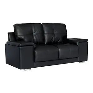 Kensington Faux Leather 2 Seater Sofa In Black