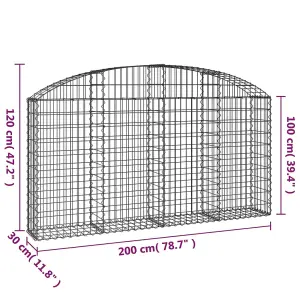 Berkfield Arched Gabion Basket 200x30x100/120 cm Galvanised Iron