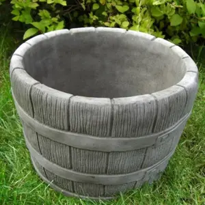 Small Half Barrel Stone Garden Planter