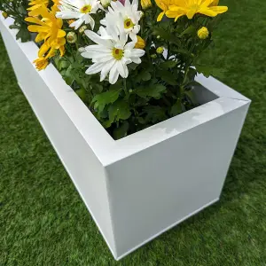 70cm Zinc Matte White Window Box Planter