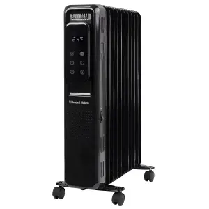 Russell Hobbs Electric Heater 2500W Black Digital 11 Fin Oil Filled Radiator with Remote & 2 Year Guarantee RHOFR2521B-D