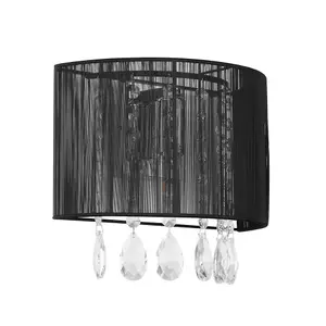 Luminosa Wall Lamp Black 1 Light  with Black Fabric Shade, E14