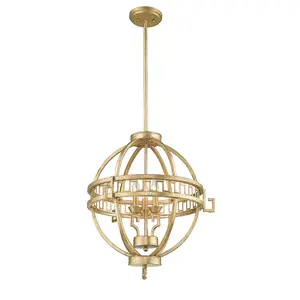 Elstead Lemuria 3 Light Globe Spherical Ceiling Pendant Gold, E14