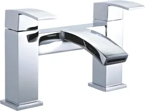 Keenware KBT-104 Square Belgravia Curved Bath Mixer Tap: Chrome