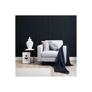 Contemporary Wood Slat Wallpaper in Navy