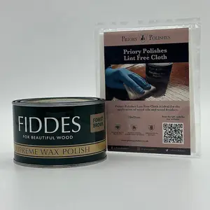 Fiddes Supreme Wax Polish, Forest Brown 400ml & Free Priory Polishes Lint Free Cloth