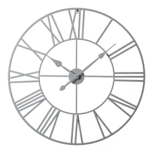 EOS - Skeleton Wall Clock with Roman Numerals - 80x80cm - (silver Foiled)