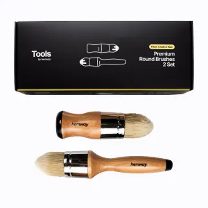 Handmade Rounded Chalk, Lacquer & Wax Brush 2 Set