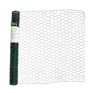 5m x 0.6m x 25mm Green PVC Coated Galvanised Chicken Garden Wire Netting or Fencing