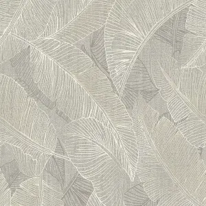 Belgravia Decor Anaya Leaf Textured Wallpaper Grey